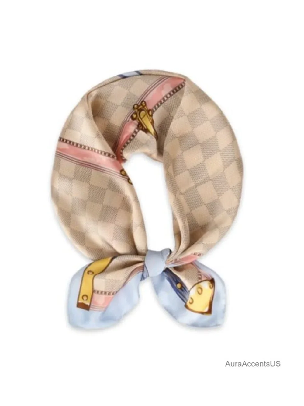 Silk-Like Square Scarf, 27.5x27.5in, Classic Pattern Bandana for Hair, Head,
